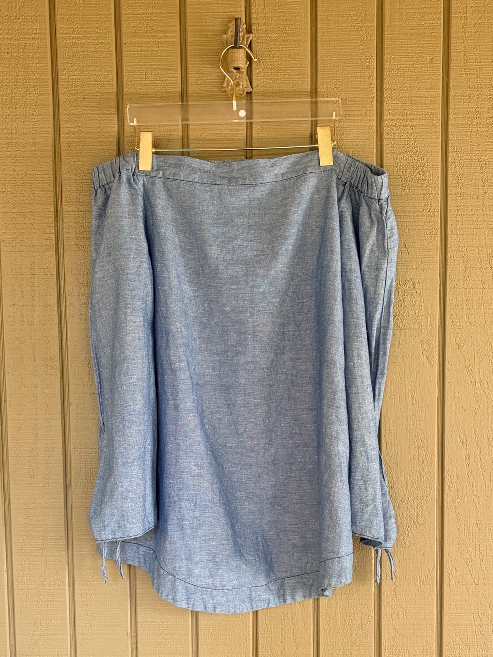 Free People Show Me Some Shoulder Chambray Top L - Picture 2 of 6